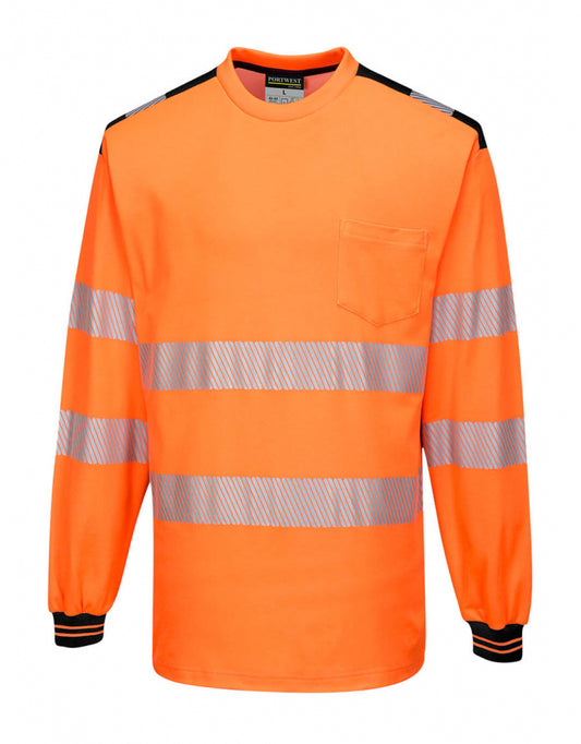 PORTWEST T185 - PW3 Hi-Vis T-Shirt L/S Orange/Black