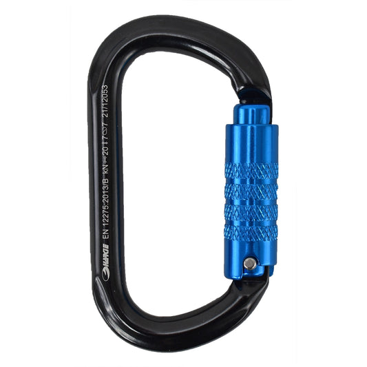 Harkie Oval Karabiner, 3 way locking, blue gate H2415-BU