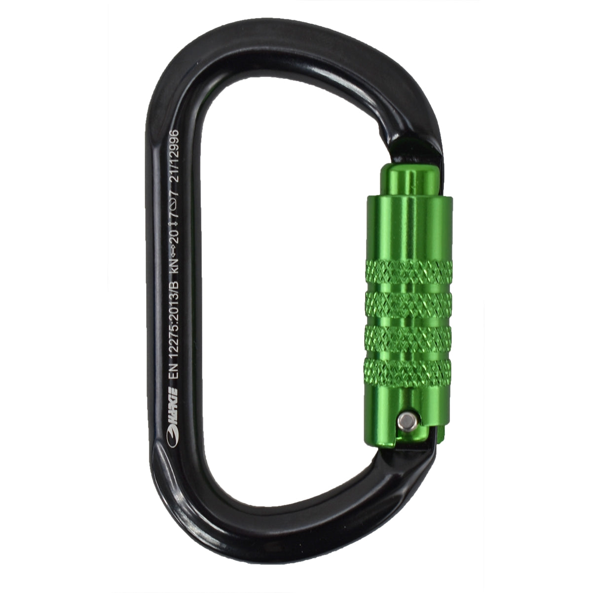 Harkie Oval Karabiner, 3 way locking, green gate H2415-GN
