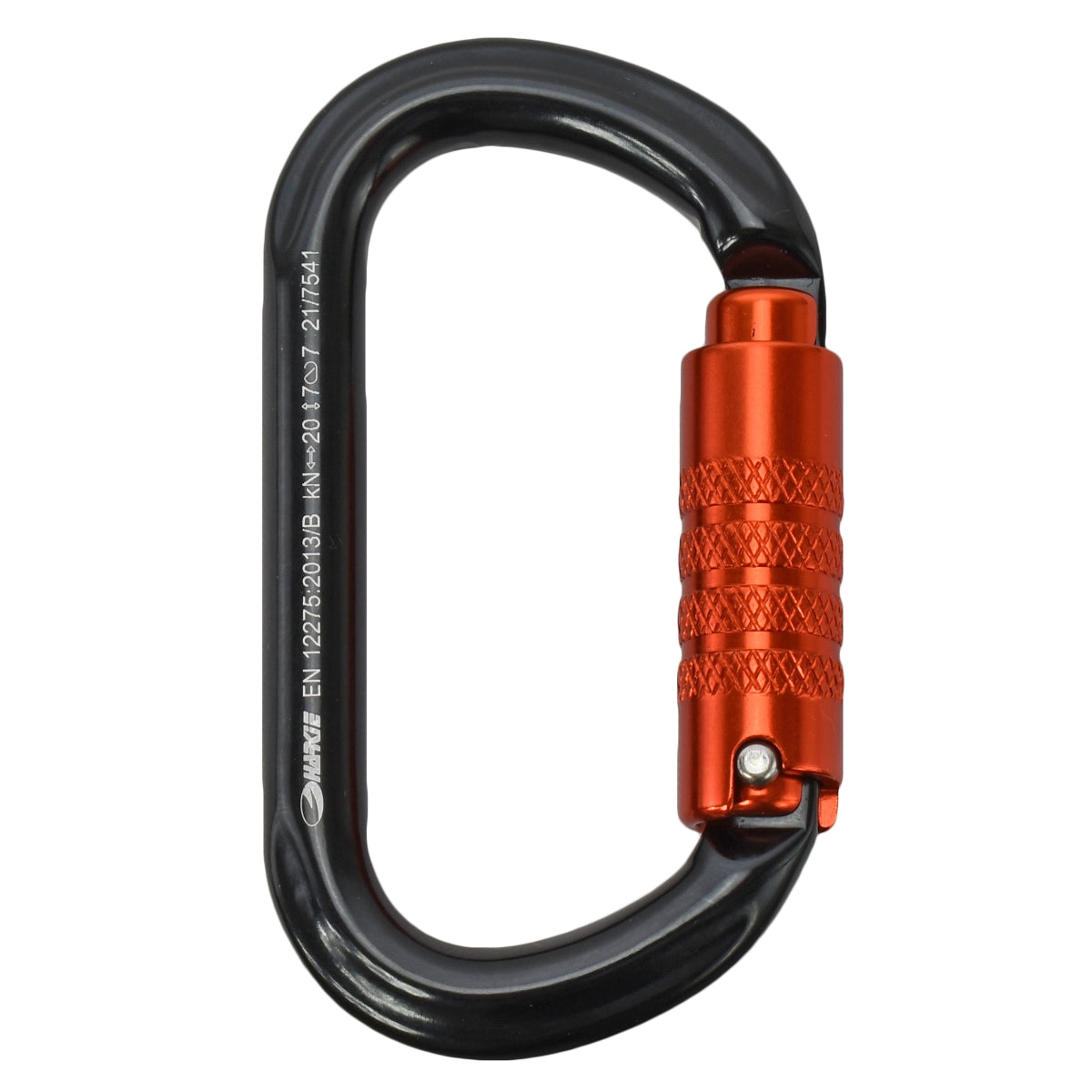 Harkie Oval Karabiner, 3 way locking, orange gate H2415-OR