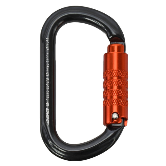 Harkie Oval Karabiner, 3 way locking, orange gate H2415-OR