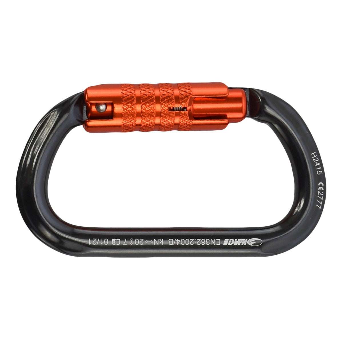 Harkie Oval Karabiner, 3 way locking, orange gate H2415-OR