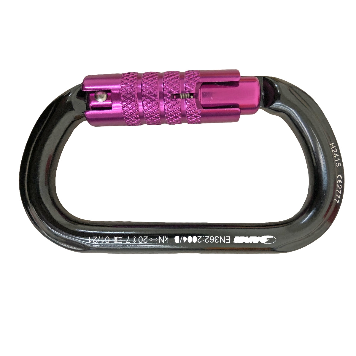 Harkie Oval Karabiner, 3 way locking, purple gate H2415-PU