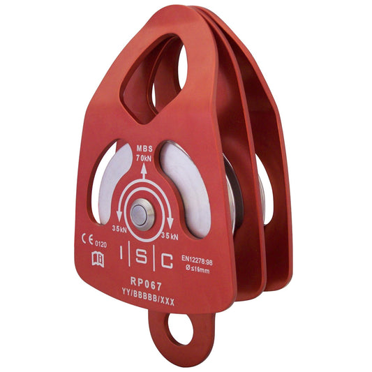 ISC Large Double Prussik Pulley with Becket - Aluminium -  Bushing