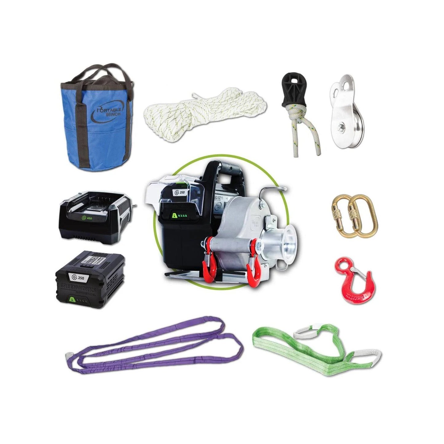 Portable Winch PCW3000-LI-AW Battery Pulling Winch With Accessories