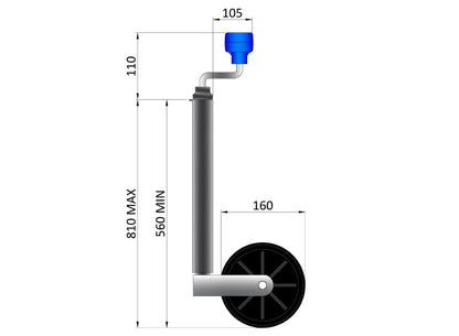 MAYPOLE Lightweight Jockey Wheel - 75kg Nose Weight