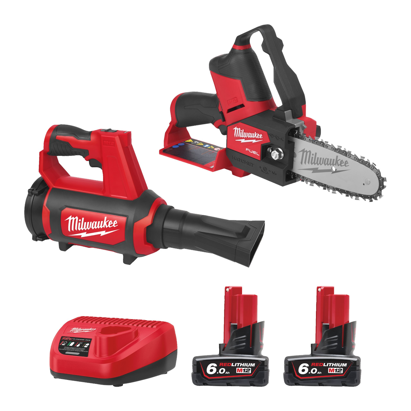 MILWAUKEE M12FPP2OP1-602 OPE1 Power Pack GB2 4933492139 Kit Hatchet & Blower 2X6AH Plus Charger