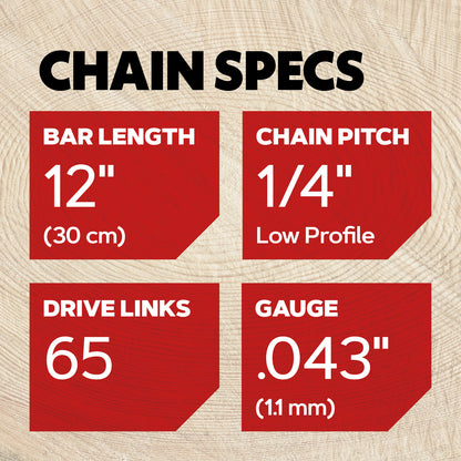 OREGON AdvanceCut 24AP Chainsaw Chain - 1/4in Low Profile .043in 65 Links - Fits MSA161T