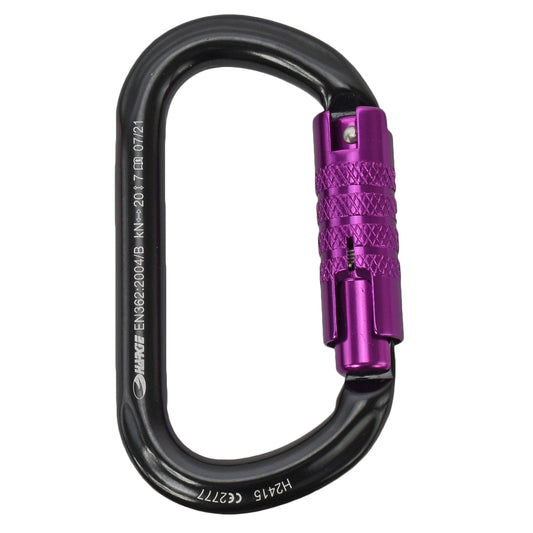 Harkie Oval Karabiner, 3 way locking, purple gate H2415-PU