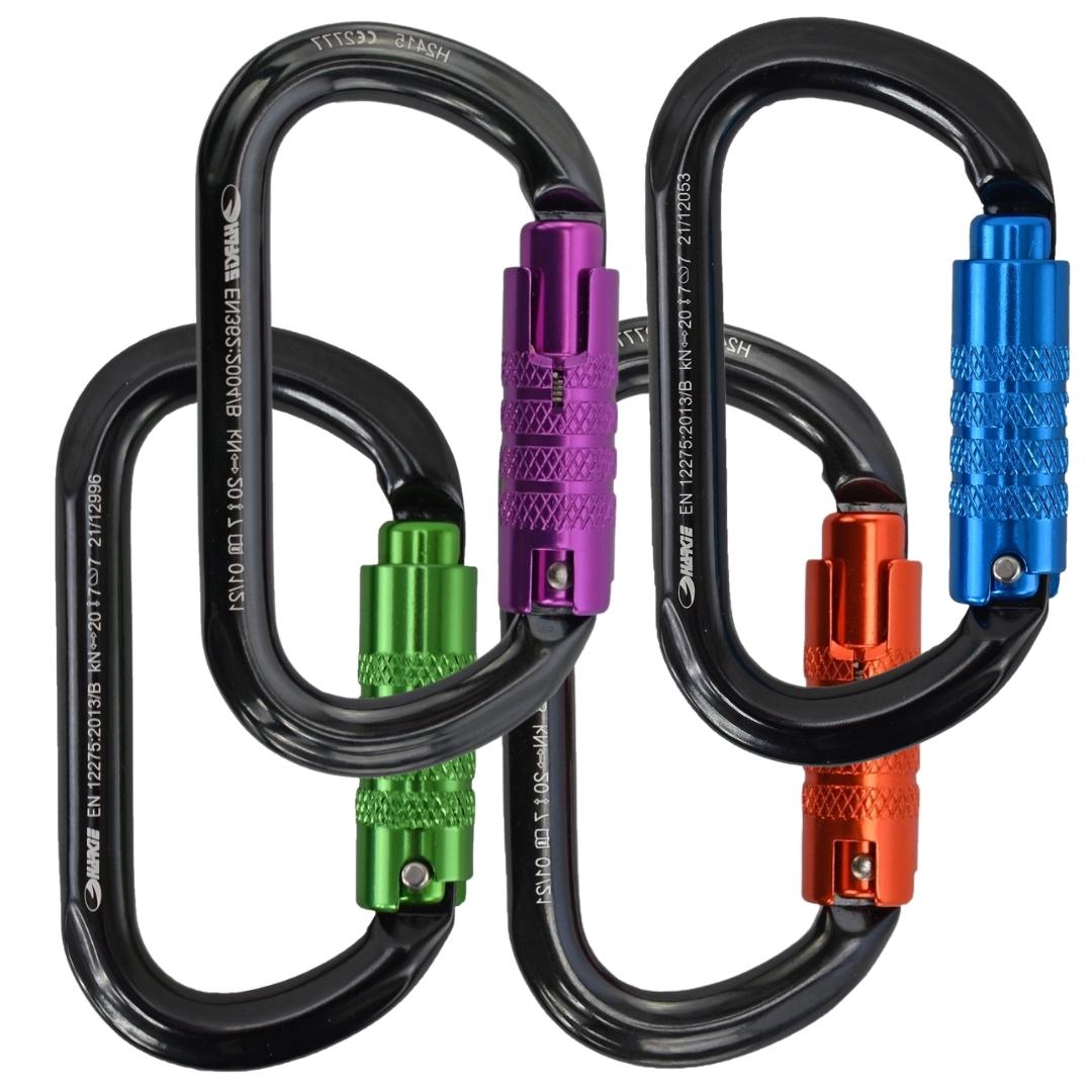 HARKIE Oval Triple Lock Karabiner – 4 Pack