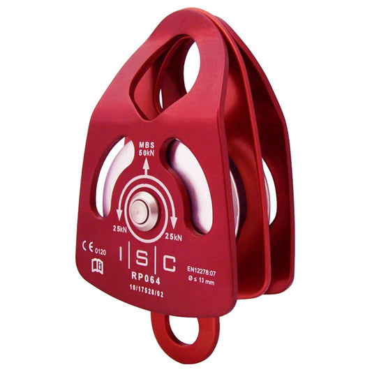 ISC Medium Double Prussik Pulley with Becket - Aluminium -  Bushing